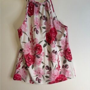 SHEIN Pink and White Floral Tank Top